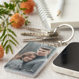 Personalised Custom Photograph And Love Hearts Key Ring