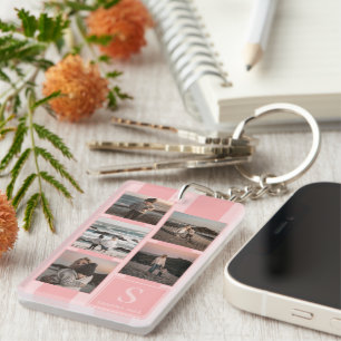 Personalised Custom Photos Dusty Rose Blush Pink Key Ring