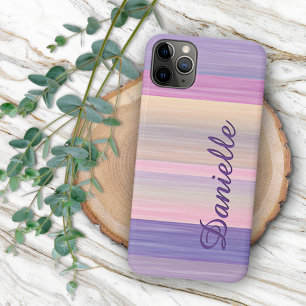 Personalised Custom Pink Purple Stripes Pattern iPhone 11 Pro Max Case