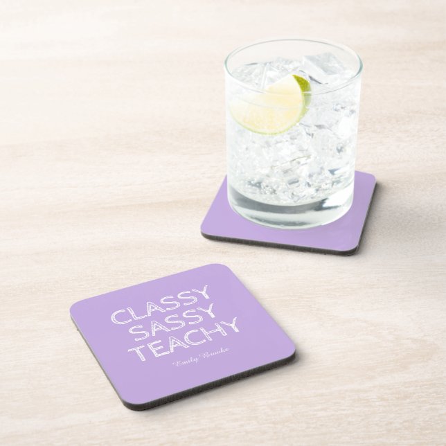 Personalised Custom Purple Teacher Gift Idea Coaster (Right Side)