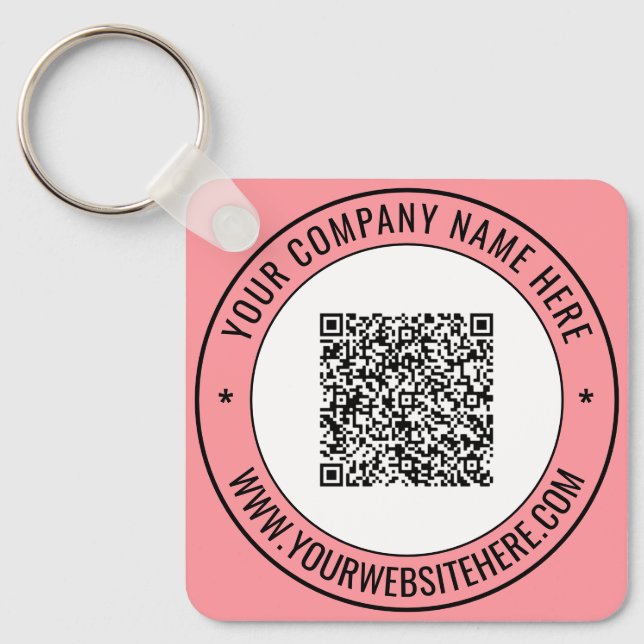 Personalised Custom QR Code Text Business Keychain (Front)