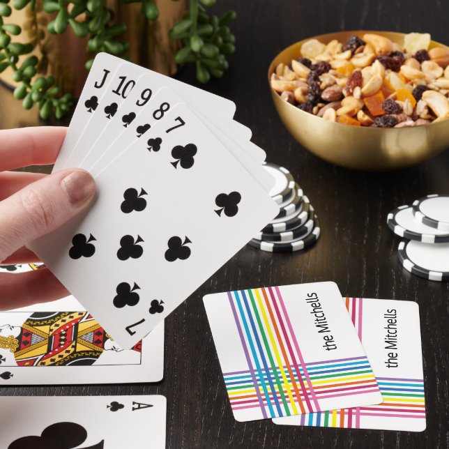 Personalised Custom Rainbow Colours Stripes Patter Playing Cards (In Situ)