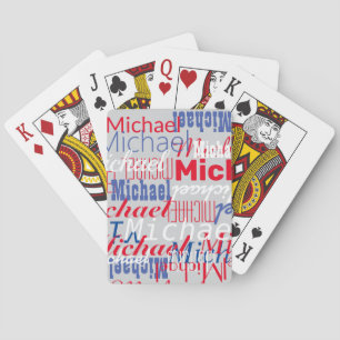 Personalised Custom Red and Blue Name  Playing Cards