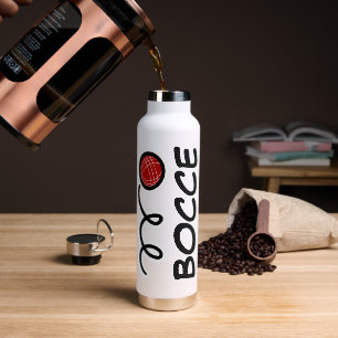 Personalised custom red bocce ball gift water bottle