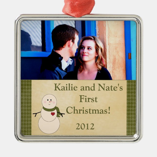Personalised Custom Rustic Snowman  Ornaments (Front)