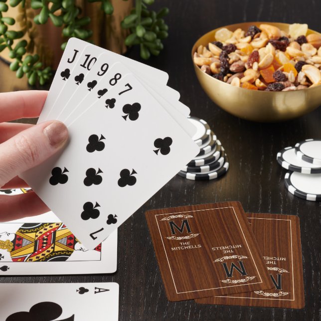 Personalised Custom Rustic Wood Grain Pattern Playing Cards (In Situ)