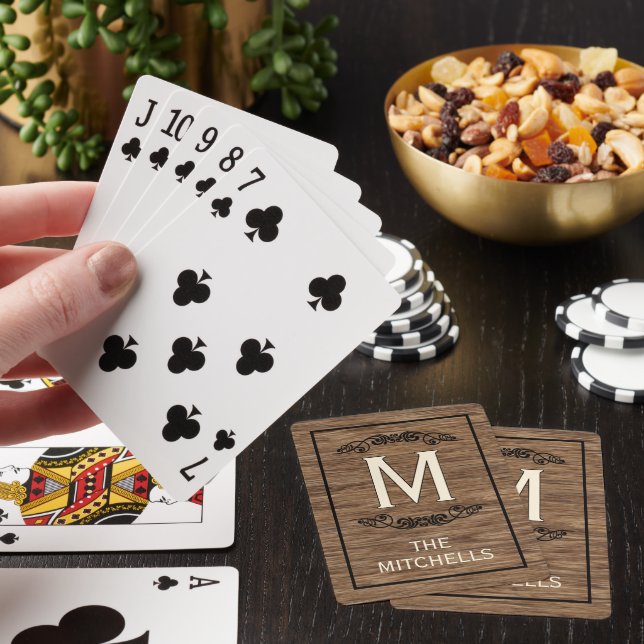 Personalised Custom Rustic Wood Grain Pattern Playing Cards (In Situ)