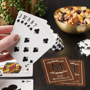 Personalised Custom Rustic Wood Grain Pattern Playing Cards