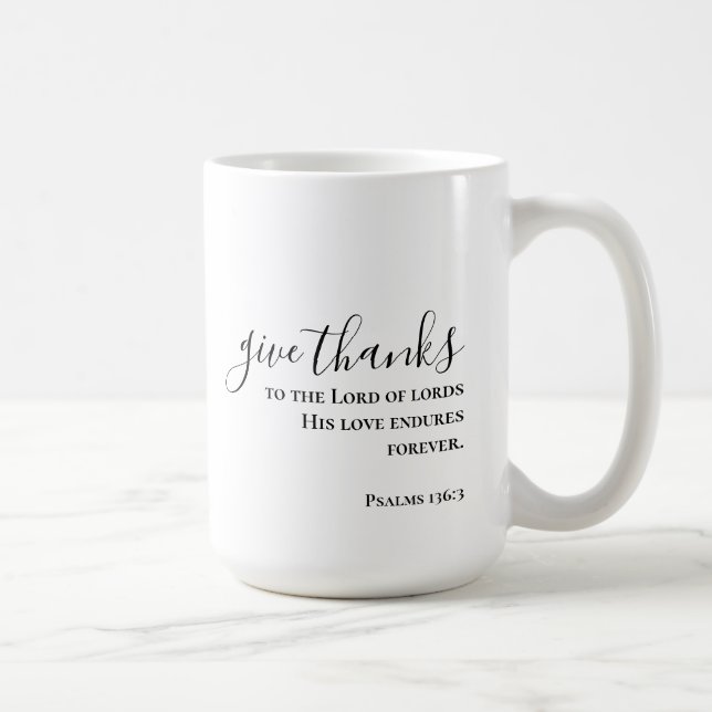 Personalised Custom Script Give Thanks Christian Coffee Mug (Right)