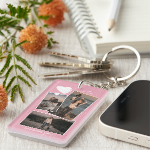 Personalised Custom Simple Photos On Light Pink Key Ring