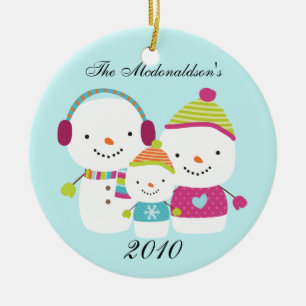 Personalised Custom Snowman Family Ornament
