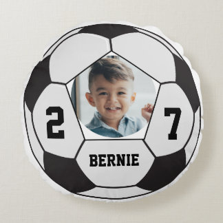 Personalised custom soccer ball player sports team round cushion