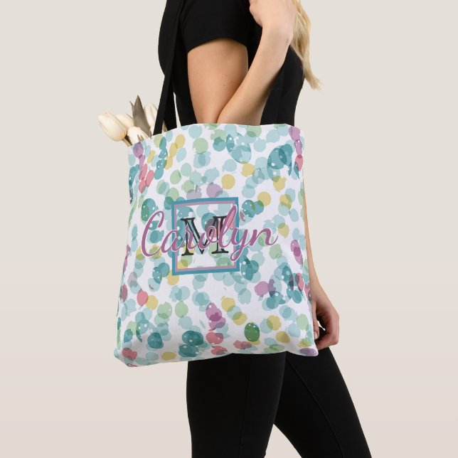Personalised Custom Summer Polkadots Pattern Tote Bag (Close Up)