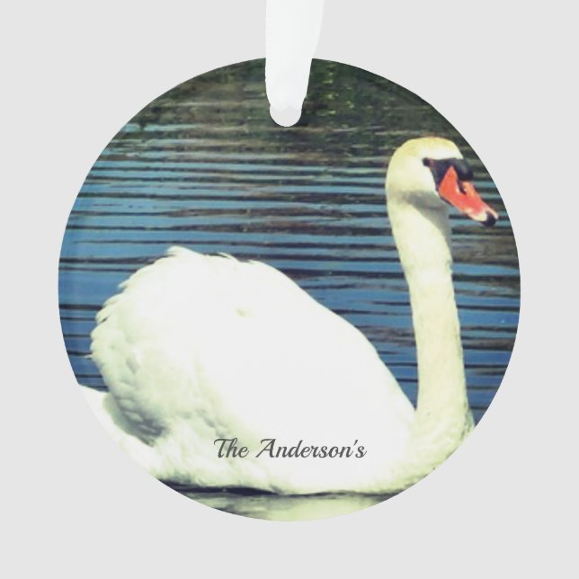 Personalised Custom Swan Photo Ornament (Front)