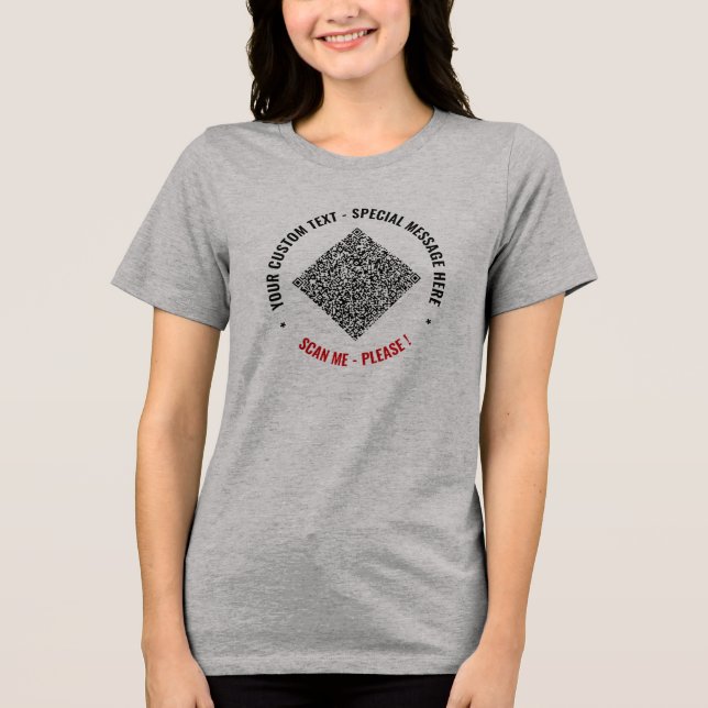 Personalised Custom Text and Your QR Code Example Tri-Blend Shirt (Front)