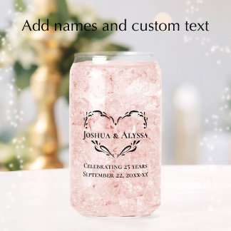 Personalised Custom Text Anniversary Keepsake Gift Can Glass