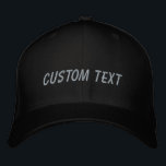 Personalised Custom Text Black Grey Your Words Embroidered Hat<br><div class="desc">Create your own custom look with this stylish black and grey embroidered baseball cap. Add your unique touch by personalising it with your own text, whether it’s a name, special message, or a memorable quote. This classic cap features a timeless colour palette of black and grey, making it the perfect...</div>