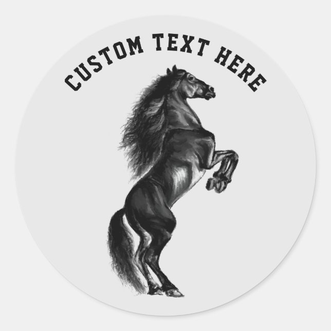 Personalised Custom Text Black Horse Stickers (Front)