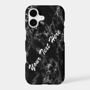 Personalised Custom Text Black Marble iPhone Case