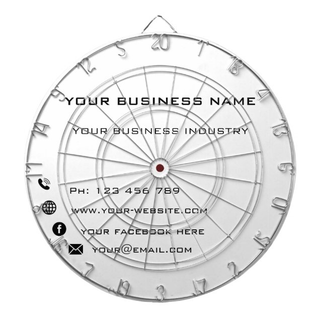 Personalised Custom Text Colour Business Dartboard (Front)