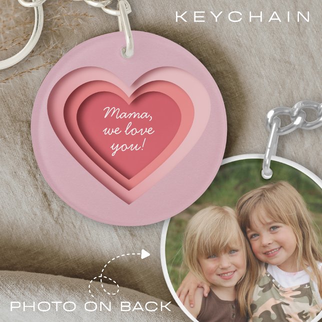 Personalised Custom Text Photo Heart Key Ring (Creator Uploaded)