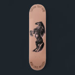 Personalised Custom Text Skateboard with Horse<br><div class="desc">Custom Colours and Text - Skateboard with Upright Black Wild Horse - MIGNED Painting Design - Add Your Unique Text - Name - Choose / add your favourite text and background colours / fonts / size - Resize and move or remove elements with customisation tool. Please see my other projects...</div>