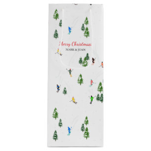 Personalised Custom text   Ski Holiday Skiers Wine Gift Bag