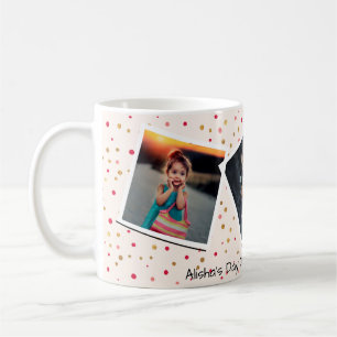 Personalised Custom Text with 3 Photo Collage Pink Coffee Mug