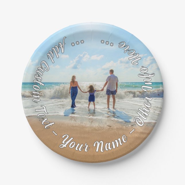 Personalised Custom Text Your Photo Paper Plates (Front)
