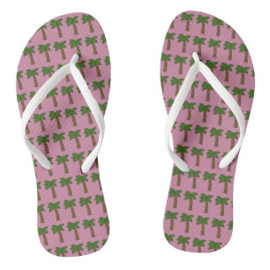 Personalised Custom Tiny Coconut Palm Tree Pink Thongs
