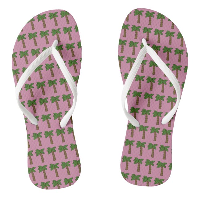 Personalised Custom Tiny Coconut Palm Tree Pink Thongs (Footbed)