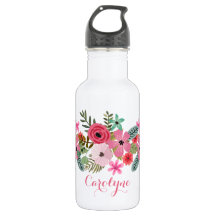 Personalised custom water bottle Floral chic