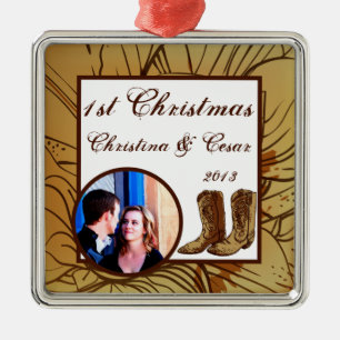 Personalised Custom Western Cowgirl Hat/Boots Brow Metal Ornament