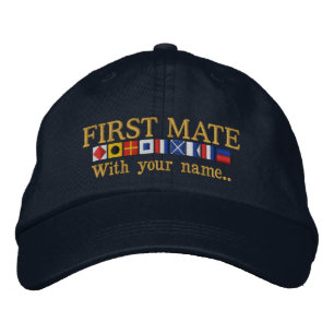 Personalised Custom Your First Mate Nautical Flags Embroidered Hat