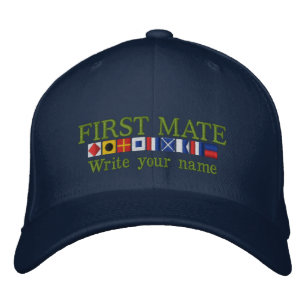 Personalised Custom Your First Mate Nautical Flags Embroidered Hat