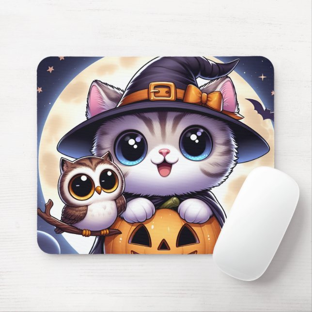 Personalised custom your own photo Halloween Cat  Mouse Pad (With Mouse)