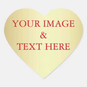 Personalised Custom Your Own Photo & Text Gold Heart Sticker