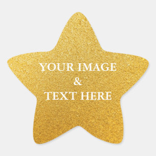 Personalised Custom Your Own Photo & Text Gold Sta Star Sticker