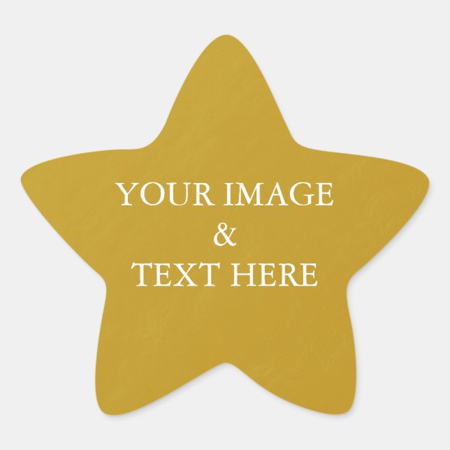 Personalised Custom Your Own Photo & Text Gold Sta Star Sticker (Front)
