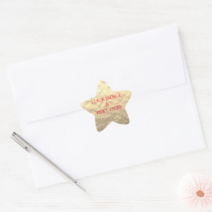 Personalised Custom Your Own Photo & Text Gold Star Sticker