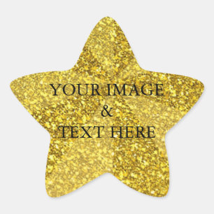 Personalised Custom Your Own Photo & Text Gold Star Sticker