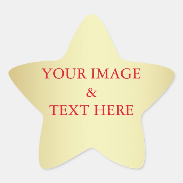 Personalised Custom Your Own Photo & Text Gold Star Sticker (Front)