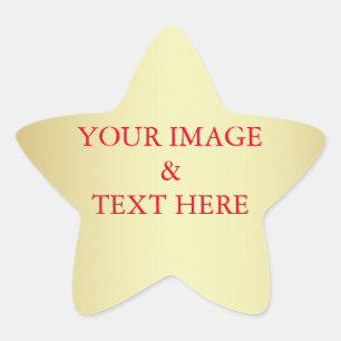 Personalised Custom Your Own Photo & Text Gold Star Sticker