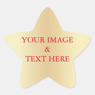 Personalised Custom Your Own Photo & Text Gold Star Sticker