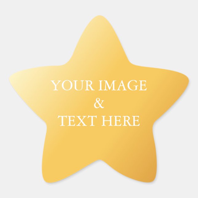 Personalised Custom Your Own Photo & Text Gold  Star Sticker (Front)