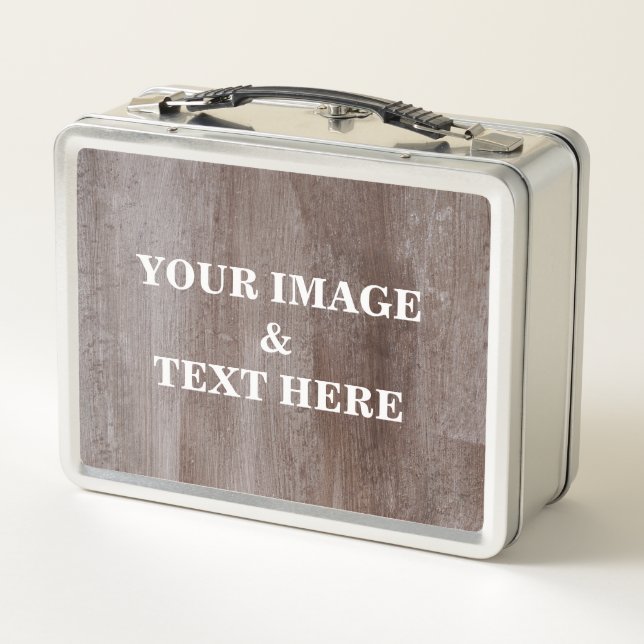 Personalised Custom Your Own Photo & Text Metal Lunch Box (Back)