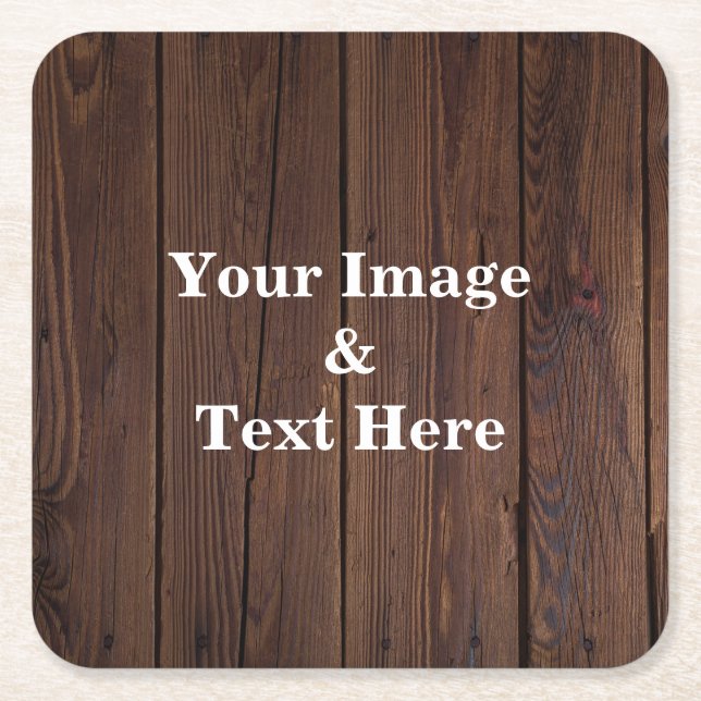 Personalised Custom Your Own Photo Wooden Square P Square Paper Coaster (Front)