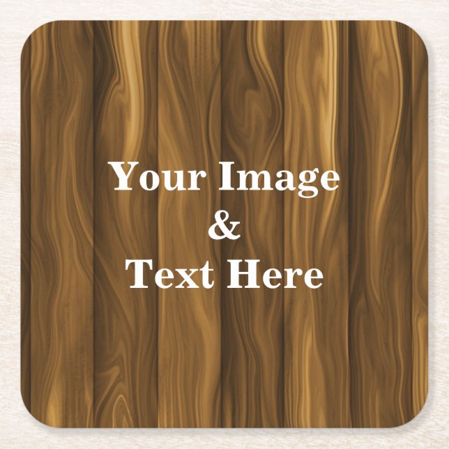 Personalised Custom Your Own Photo Wooden Square P Square Paper Coaster (Front)