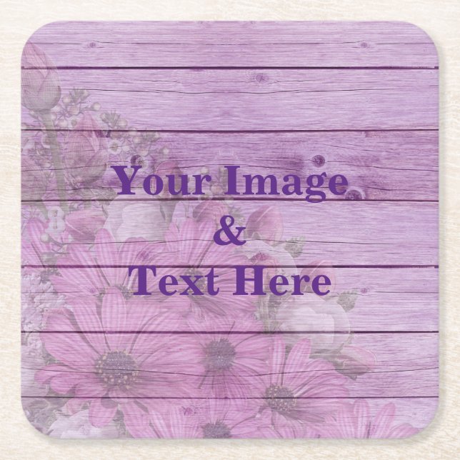 Personalised Custom Your Own Photo Wooden Square P Square Paper Coaster (Front)