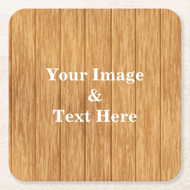 Personalised Custom Your Own Photo Wooden Square P Square Paper Coaster (Front)